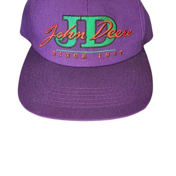 VTG 90s John Deere Hat‎ Snapback Spell Out Logo Purple K Products Made In USA - Picture 3 of 10